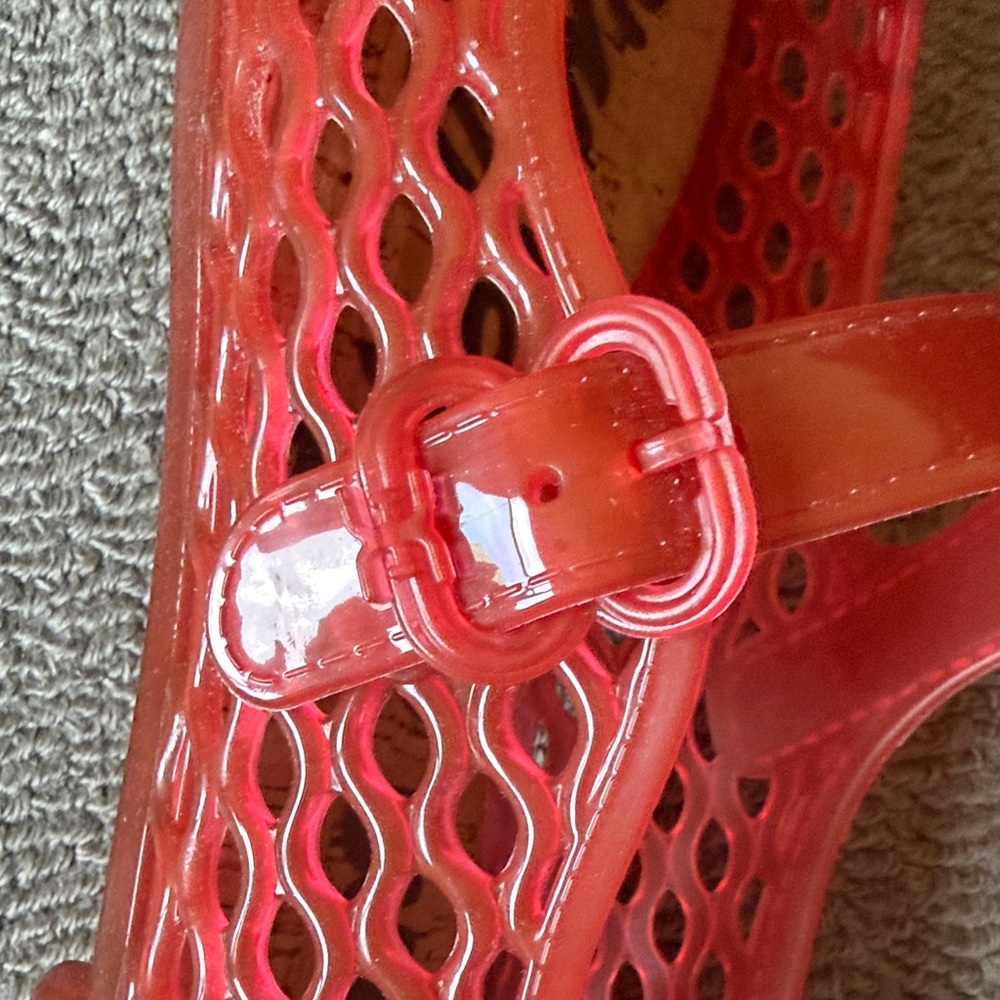 Sam Edelman Red Jelly Mary Jane Flats with Lattice Detail - Picture 4 of 7